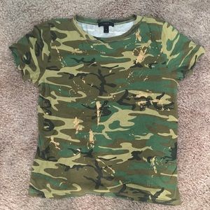 Jcrew camo gold paint shirt